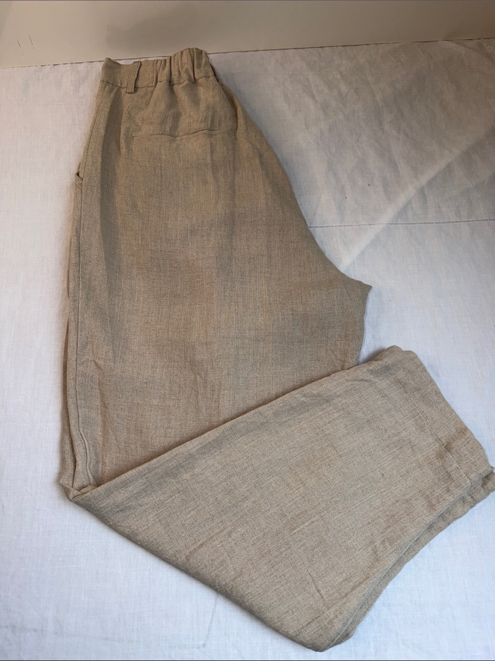 NWT Luciee Tapered Suiting Linen Trouser XS Natural Brown - Picture 5 of 12